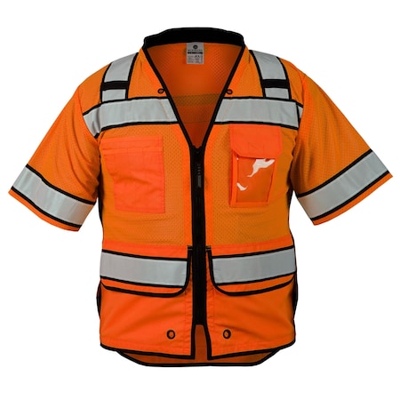 2X, Orange Class 3 High Performance Surveyors Zipper Vest